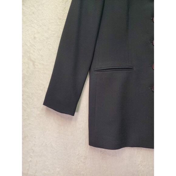 Jones New York Blazer Jacket Women Petite 8 Black Wool Notch Collar Button Front - Picture 6 of 9